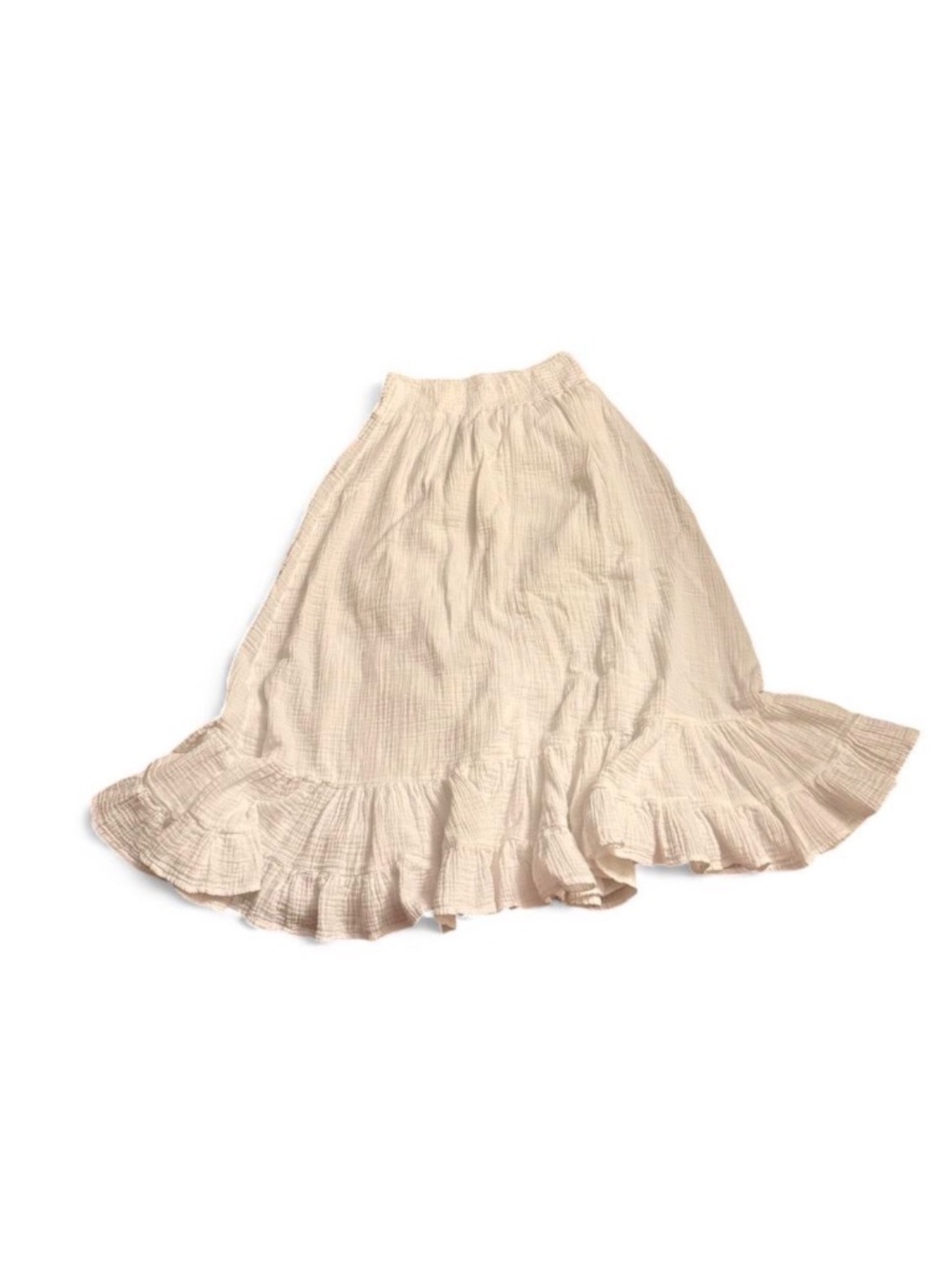 Ruffled white maxi skirt